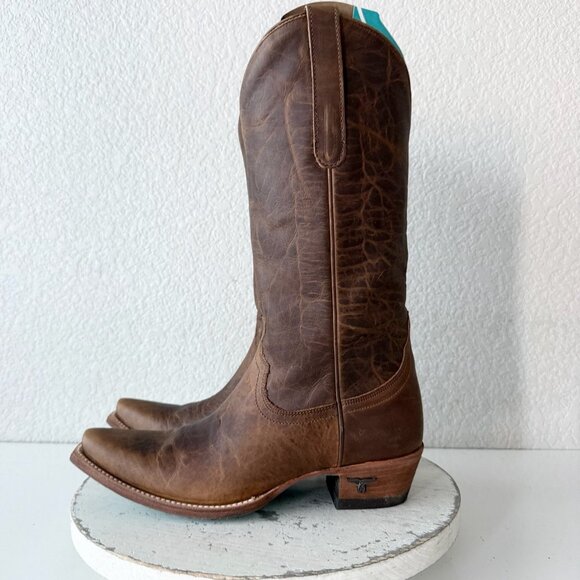 Lane EMMA JANE Womens Cowboy Boots 7.5 Cognac Brown Leather Western Cowgirl Tall - Picture 5 of 14